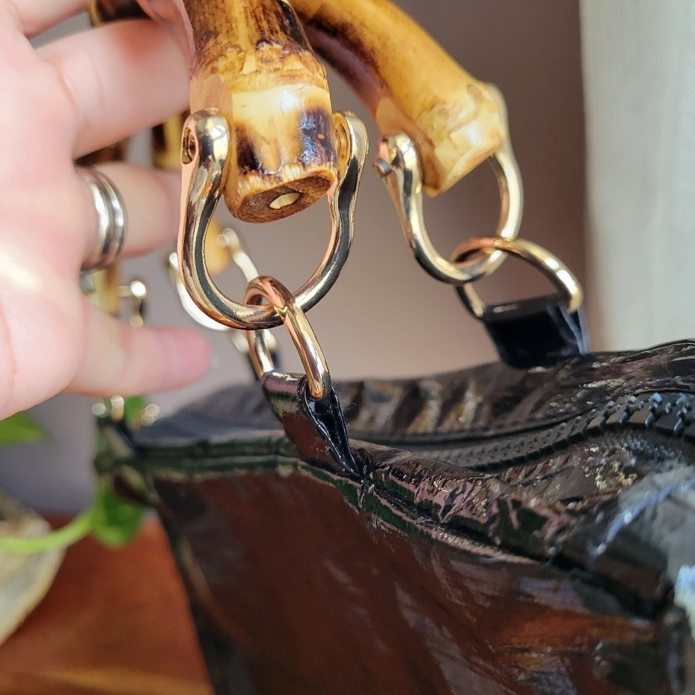 Bourbon and Bamboo The Perfect Bag Small Black Clutch Zipper Gold Hardware - Picture 9 of 12